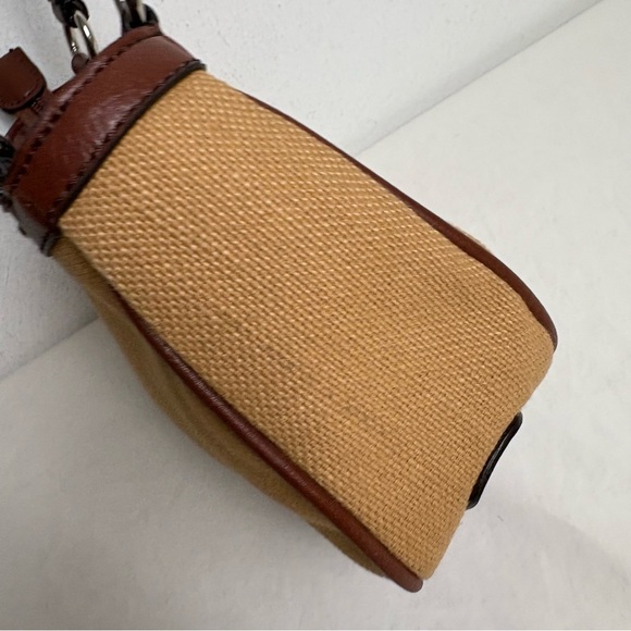 ETIENNE AIGNER Rare Vintage Cotton Jute Woven Bag Purse Faux Leather Trim - Picture 9 of 16